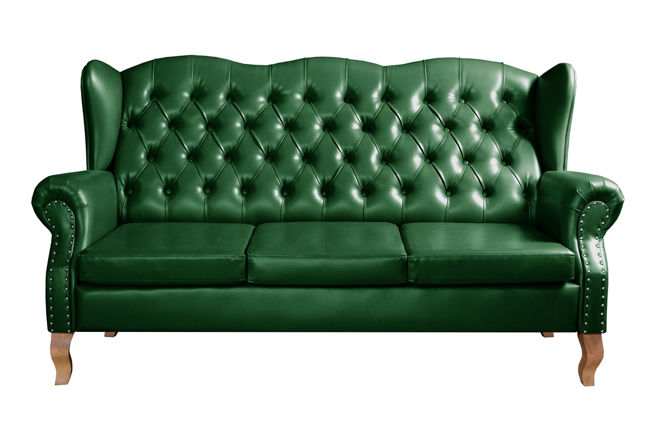 Sofá Imperador 3 Lugares Chesterfield Decoração Retrô Vintage - Courissimo Verde
