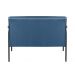 Sofá Namoradeira 2 Lugares Jade Com Apoio De Braço Madeira/metal - Linho Azul