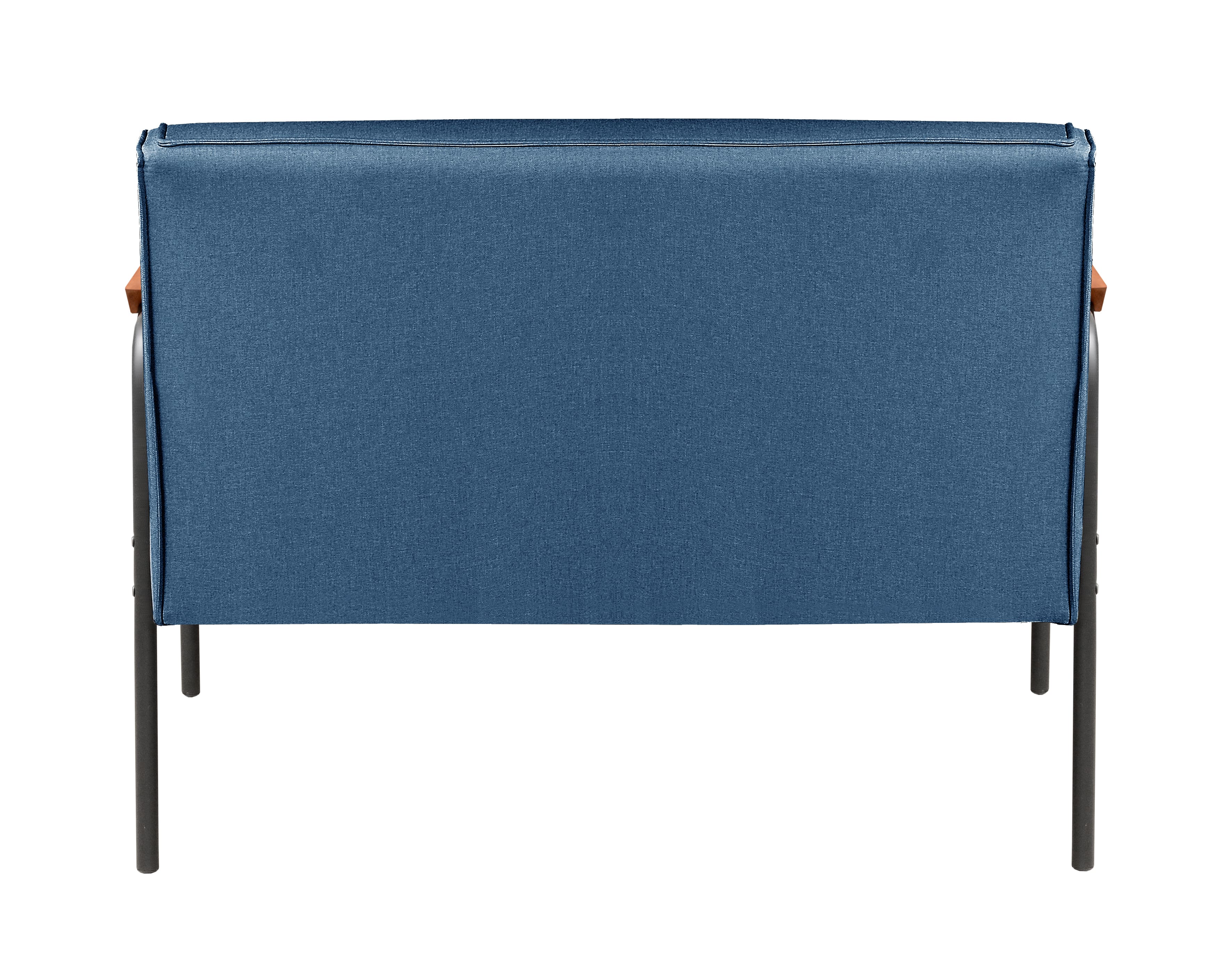 Sofá Namoradeira 2 Lugares Jade Com Apoio De Braço Madeira/metal - Linho Azul