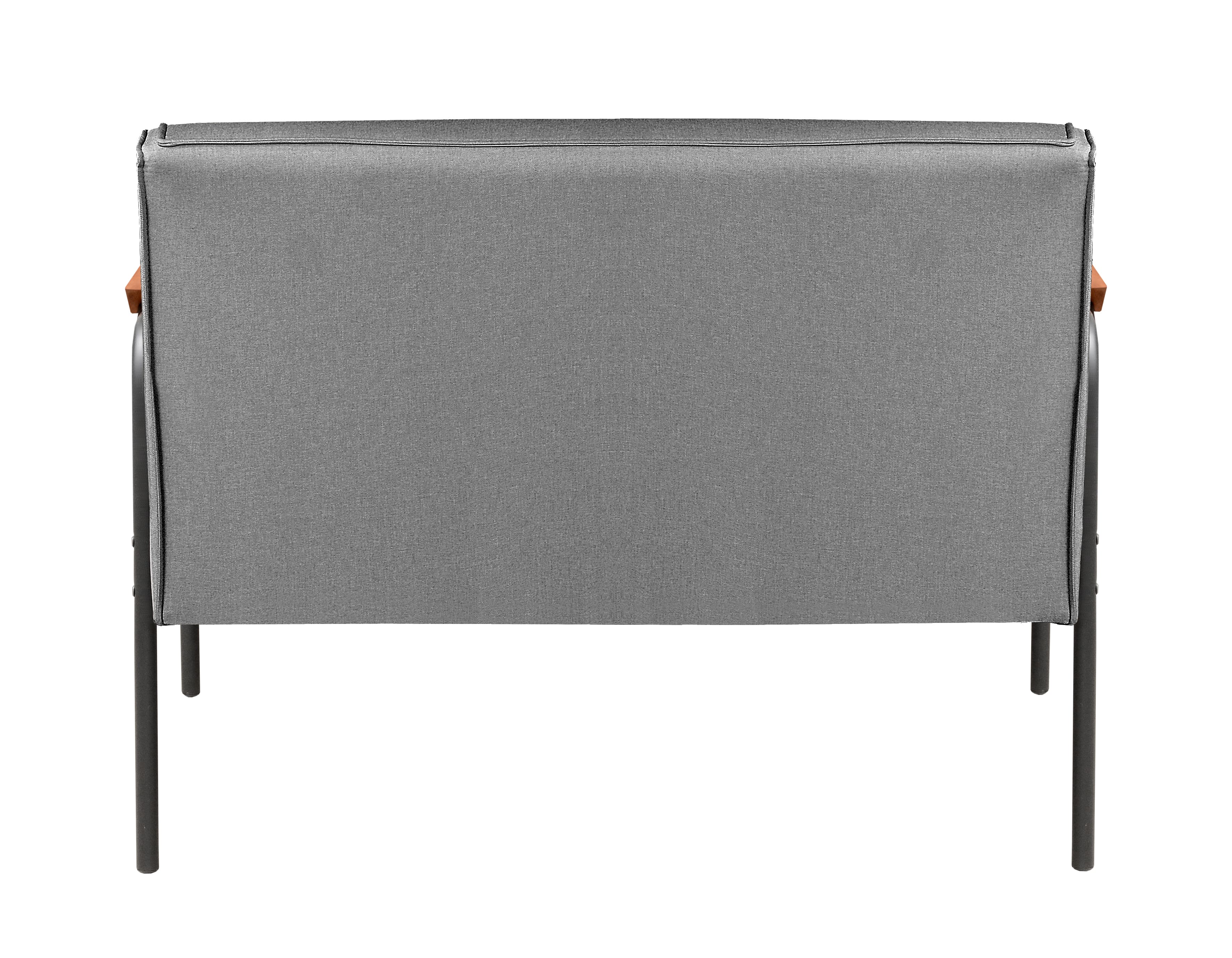 Sofá Namoradeira 2 Lugares Jade Com Apoio De Braço Madeira/metal - Linho Cinza