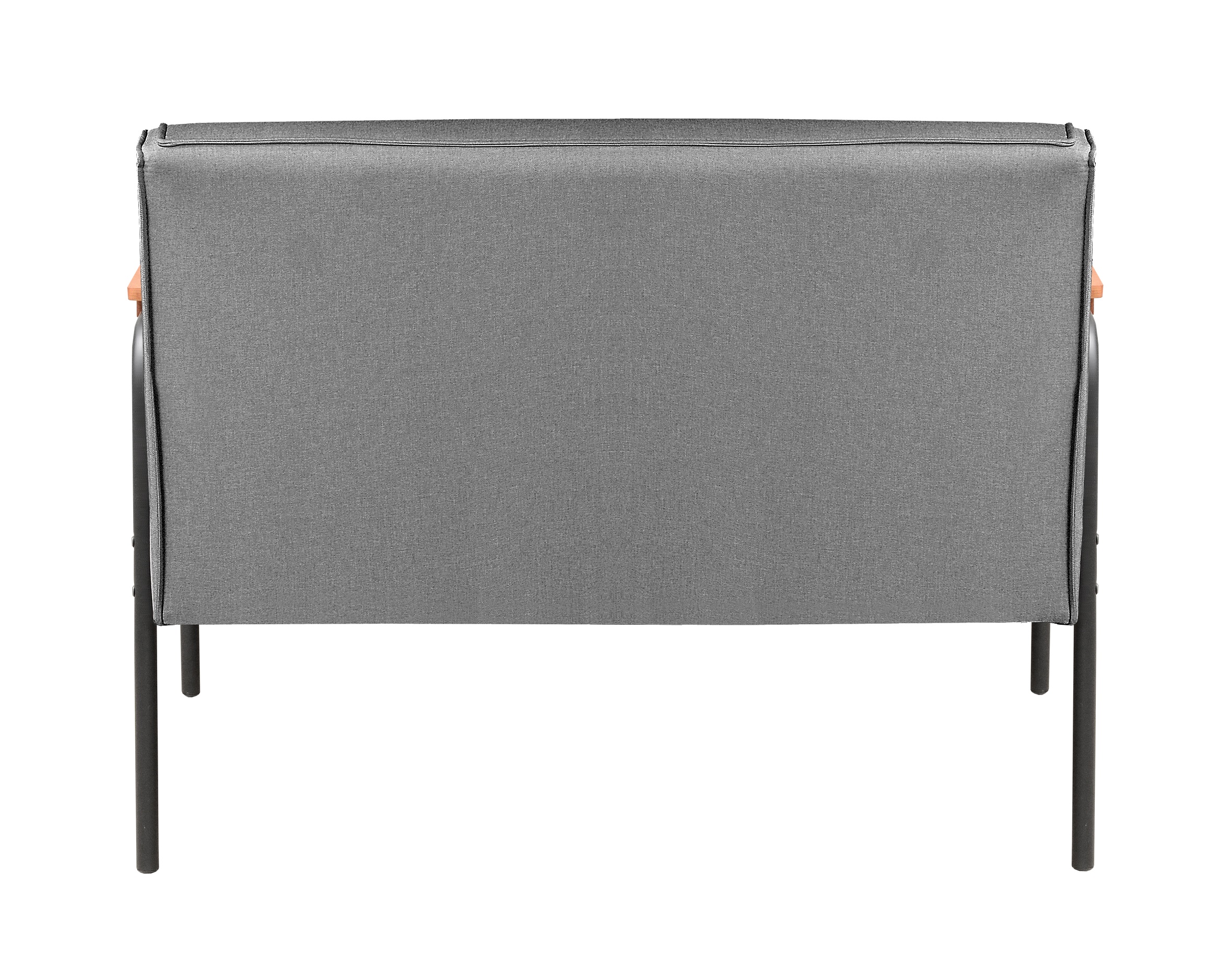 Sofá Namoradeira 2 Lugares Jade Com Apoio De Braço Madeira/metal - Linho Cinza
