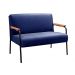 Sofá Namoradeira 2 Lugares Jade Com Apoio De Braço Madeira/metal - Suede Azul