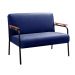 Sofá Namoradeira 2 Lugares Jade Com Apoio De Braço Madeira/metal - Suede Azul