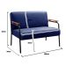 Sofá Namoradeira 2 Lugares Jade Com Apoio De Braço Madeira/metal - Suede Azul