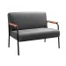 Sofá Namoradeira 2 Lugares Jade Com Apoio De Braço Madeira/metal - Suede Cinza