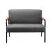 Sofá Namoradeira 2 Lugares Jade Com Apoio De Braço Madeira/metal - Suede Cinza