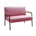 Sofá Namoradeira 2 Lugares Jade Com Apoio De Braço Madeira/metal - Suede Rosa