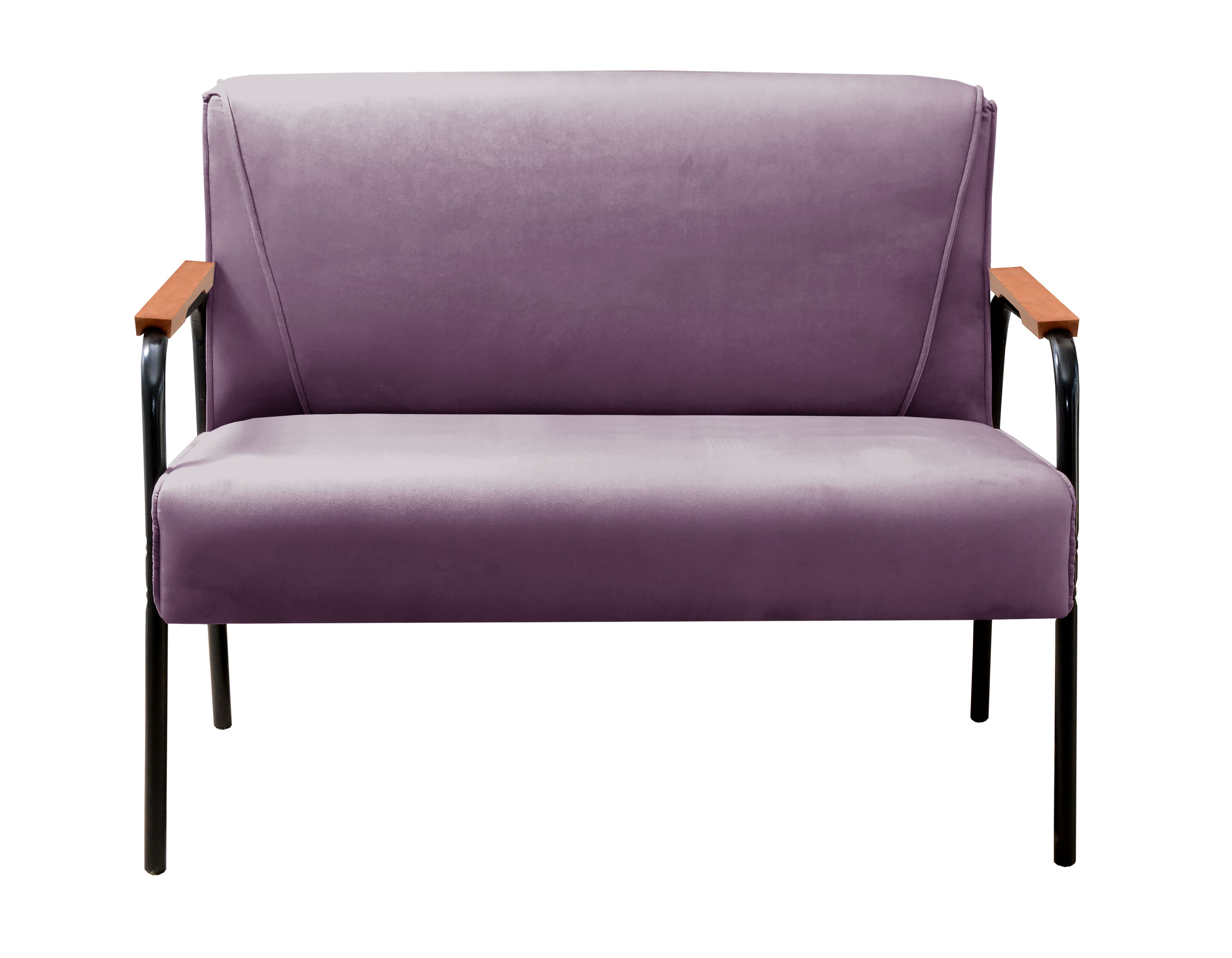Sofá Namoradeira 2 Lugares Jade Com Apoio De Braço Madeira/metal - Veludo Roxo