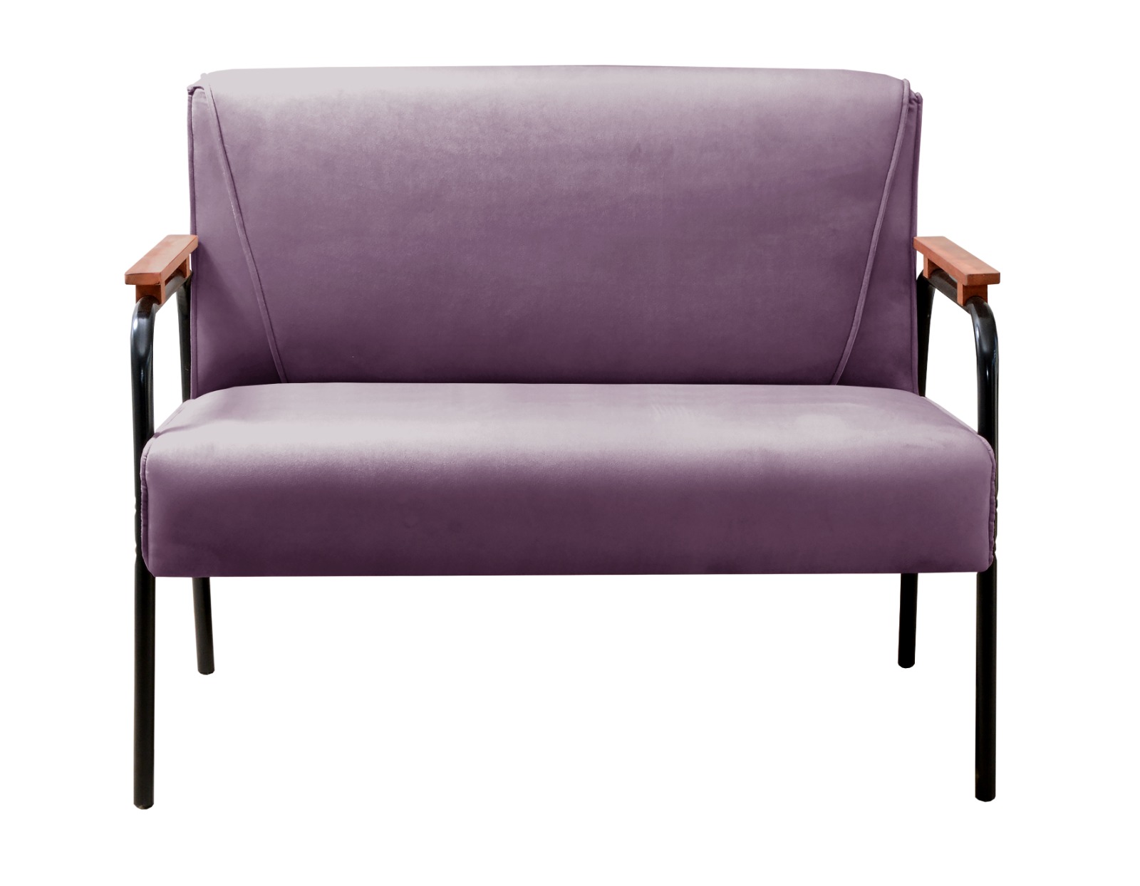 Sofá Namoradeira 2 Lugares Jade Com Apoio De Braço Madeira/metal - Veludo Roxo
