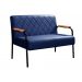 Sofá Namoradeira 2 Lugares Ludmilla Com Apoio De Braço Madeira/metal - Suede Azul Marinho