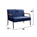 Sofá Namoradeira 2 Lugares Ludmilla Com Apoio De Braço Madeira/metal - Suede Azul Marinho