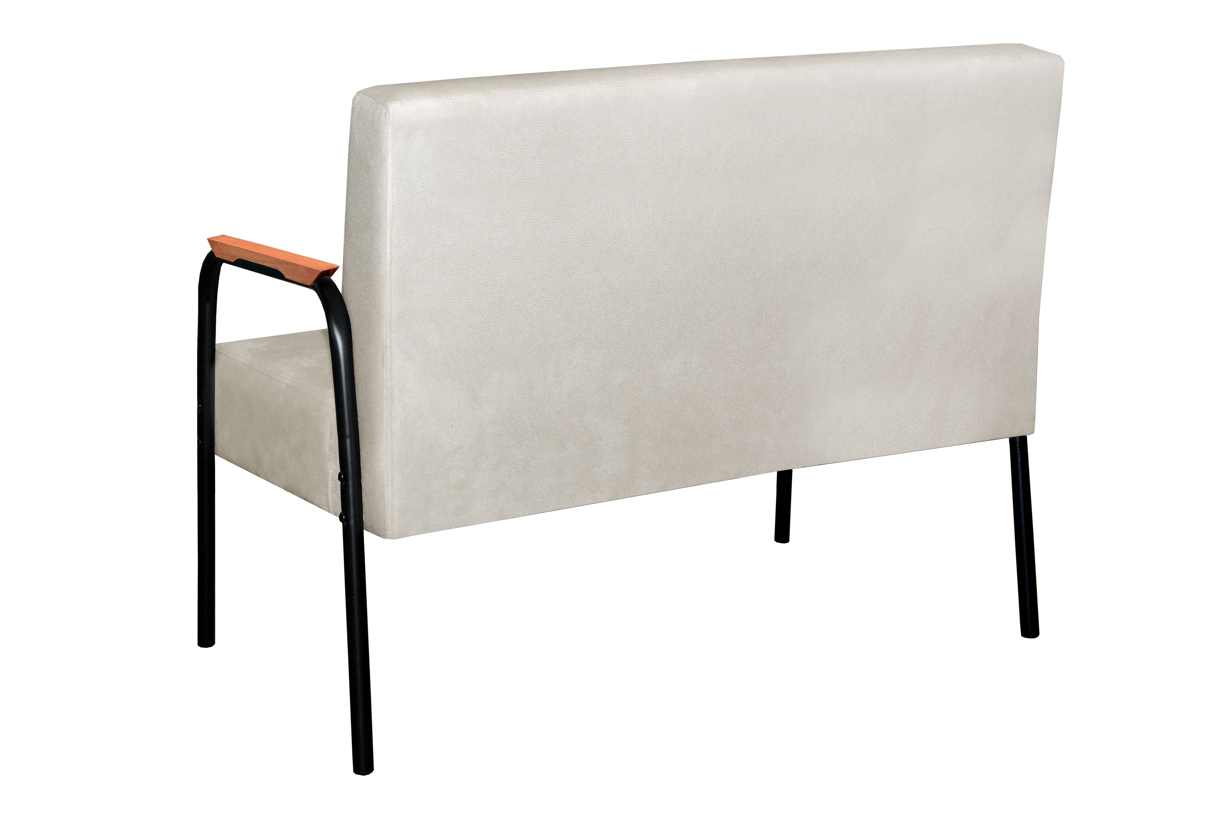 Sofá Namoradeira 2 Lugares Ludmilla Com Apoio De Braço Madeira/metal - Suede Bege Claro