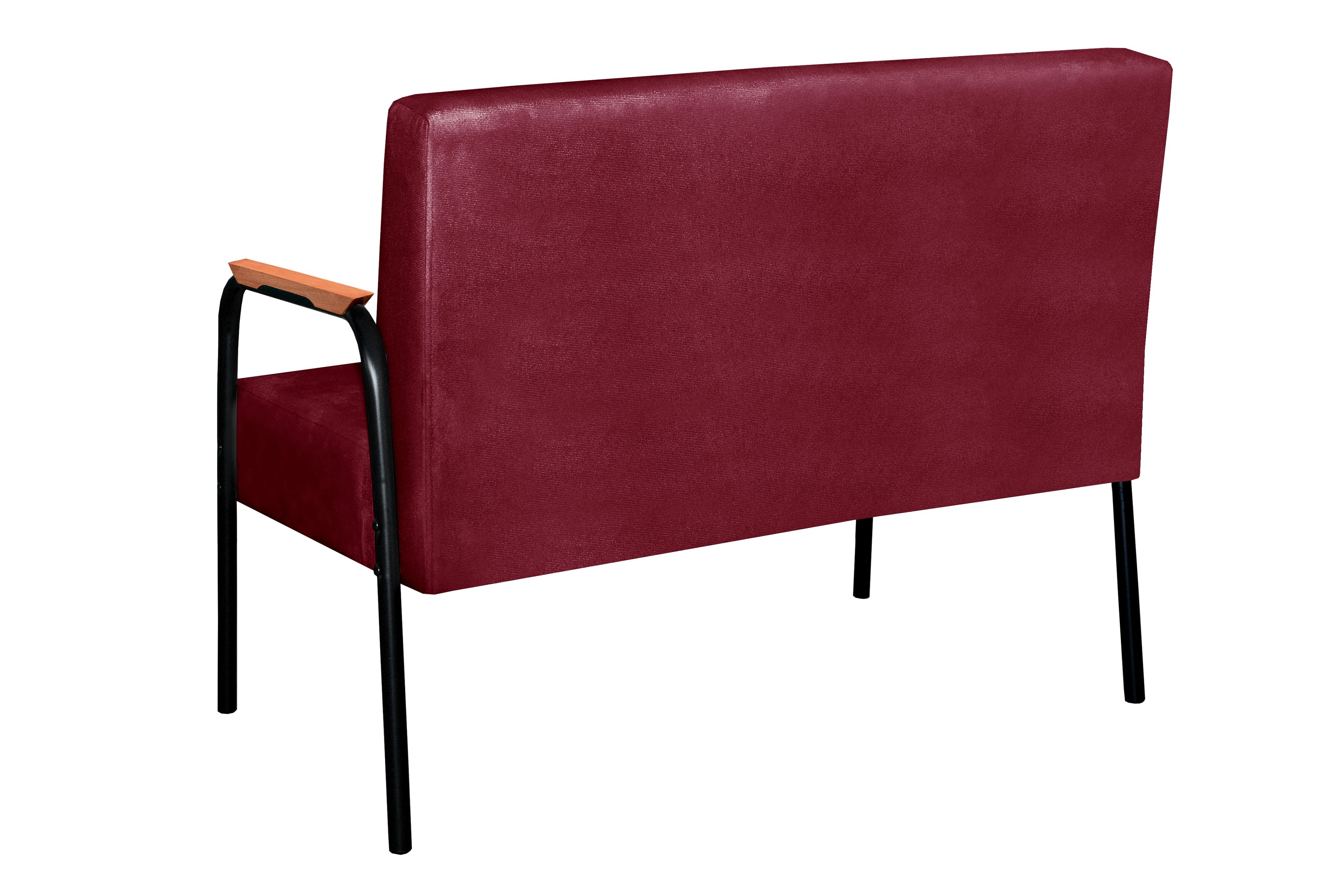 Sofá Namoradeira 2 Lugares Ludmilla Com Apoio De Braço Madeira/metal - Suede Bordô