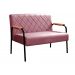 Sofá Namoradeira 2 Lugares Ludmilla Com Apoio De Braço Madeira/metal - Suede Rosa