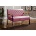 Sofá Namoradeira 2 Lugares Ludmilla Com Apoio De Braço Madeira/metal - Suede Rosa
