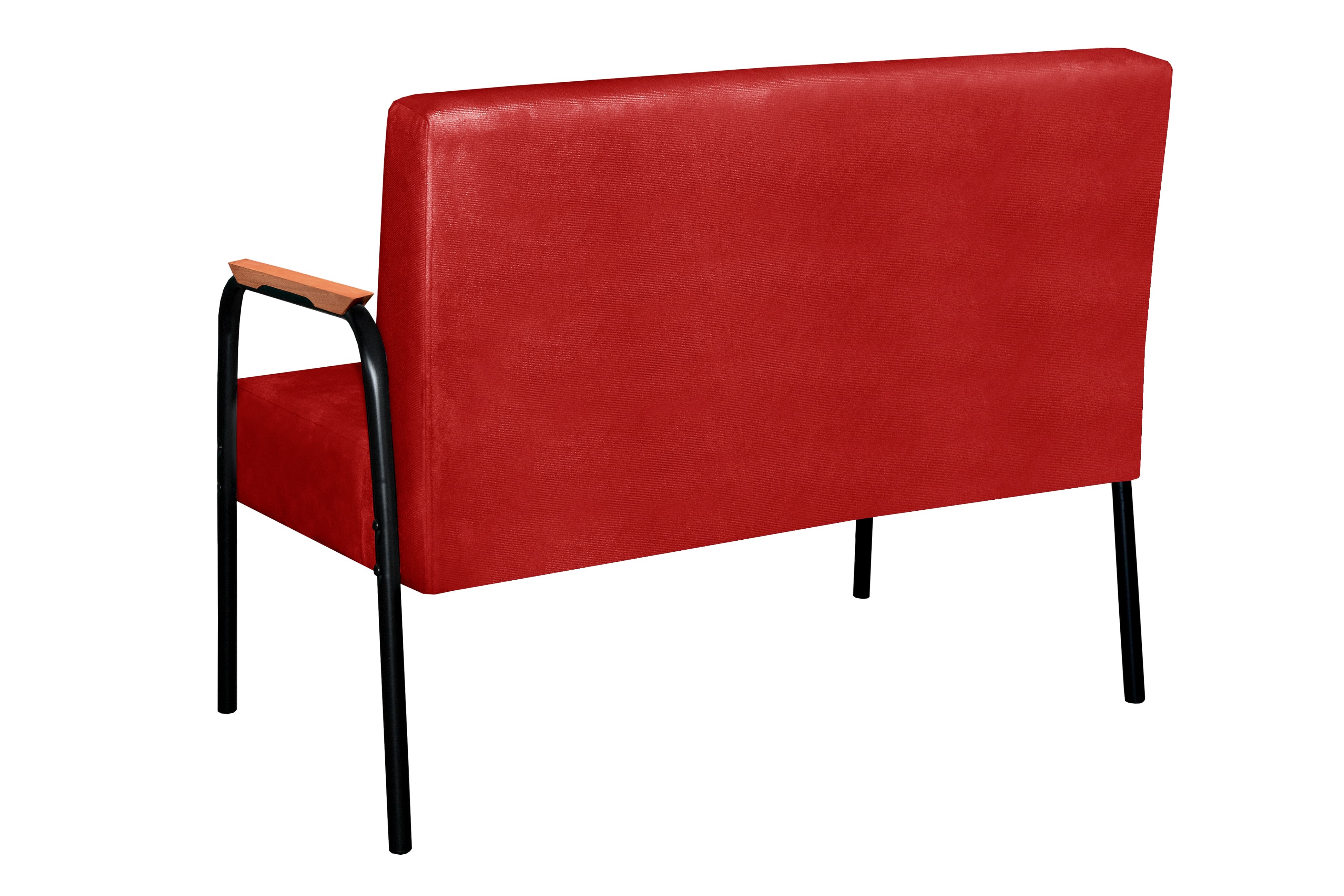 Sofá Namoradeira 2 Lugares Ludmilla Com Apoio De Braço Madeira/metal - Suede Vermelho