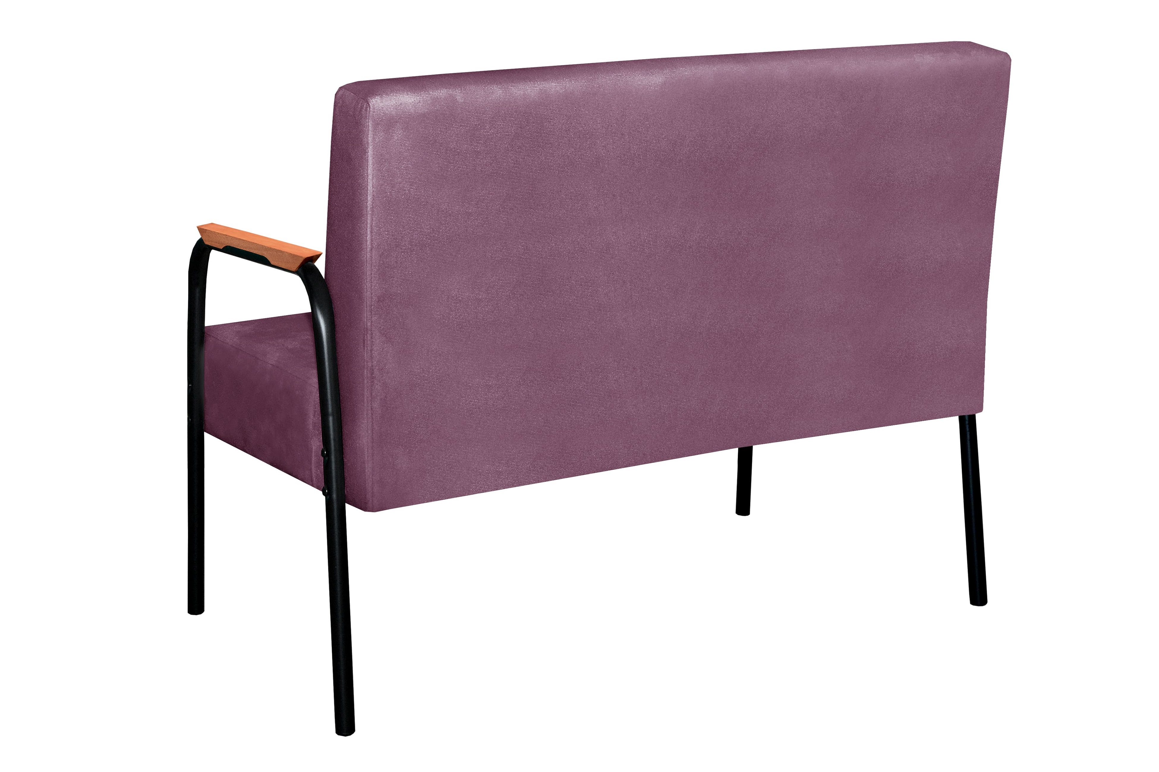 Sofá Namoradeira 2 Lugares Ludmilla Com Apoio De Braço Madeira/metal - Veludo Roxo