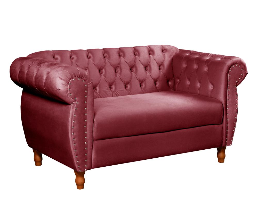 Sofá Nobreza 2 Lugares Cor:Suede Bordô 110
