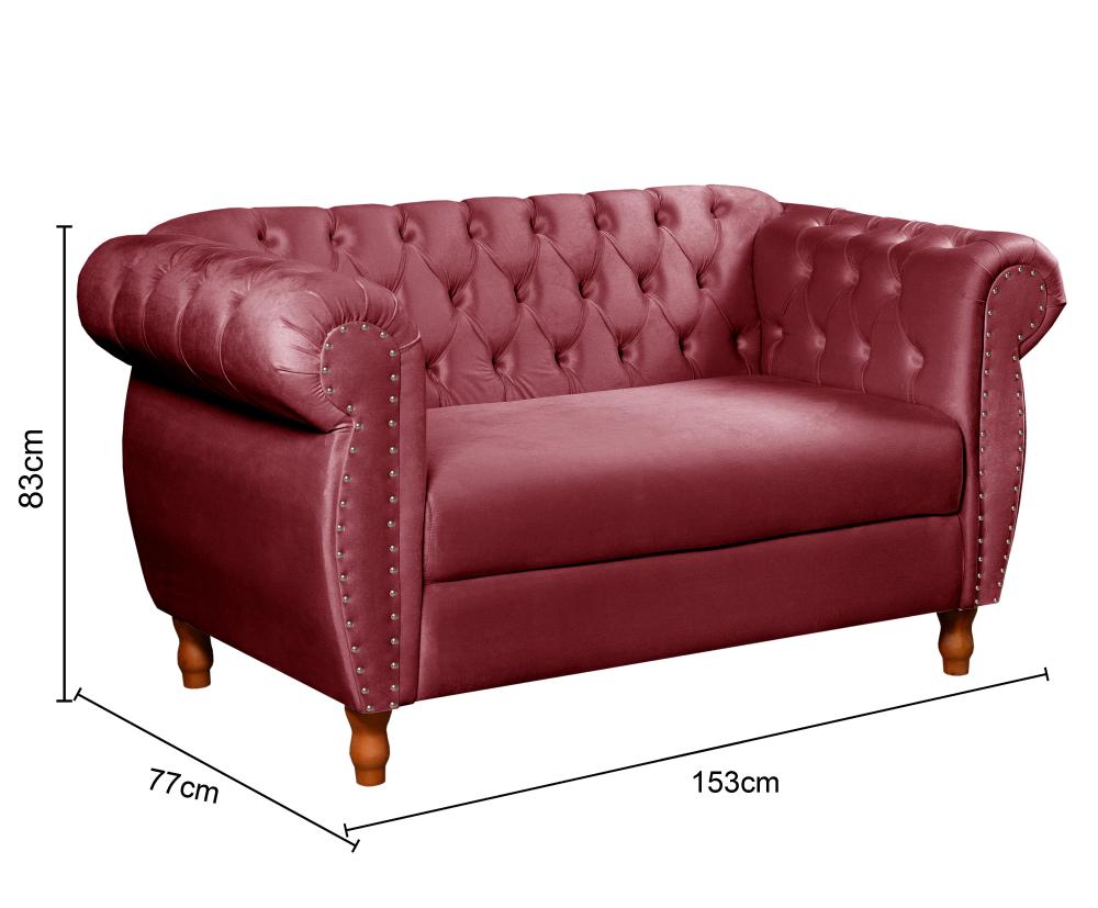 Sofá Nobreza 2 Lugares Cor:Suede Bordô 110