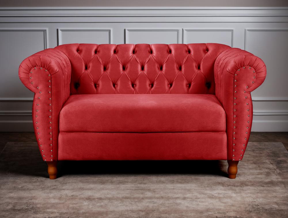 Sofá Nobreza 2 Lugares Cor:Suede Vermelho 100