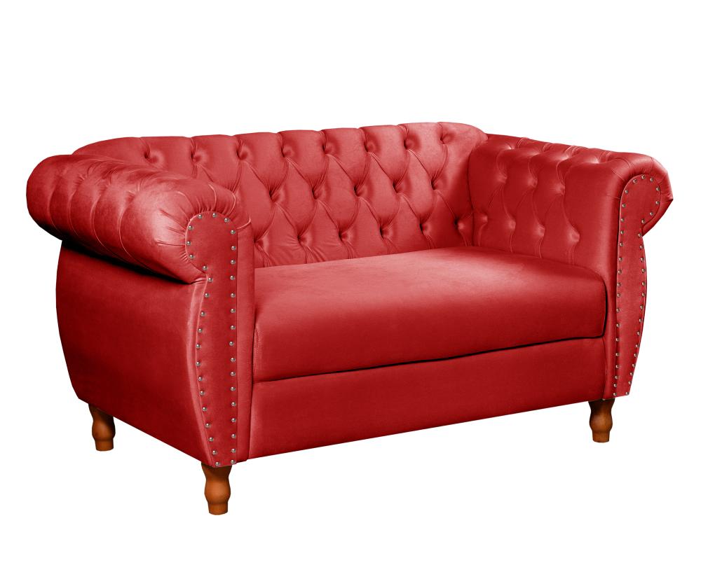 Sofá Nobreza 2 Lugares Cor:Suede Vermelho 100