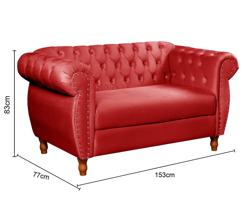 Sofá Nobreza 2 Lugares Cor:Suede Vermelho 100