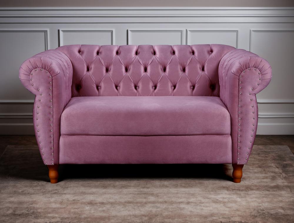 Sofá Nobreza 2 Lugares Cor:Veludo Roxo 380