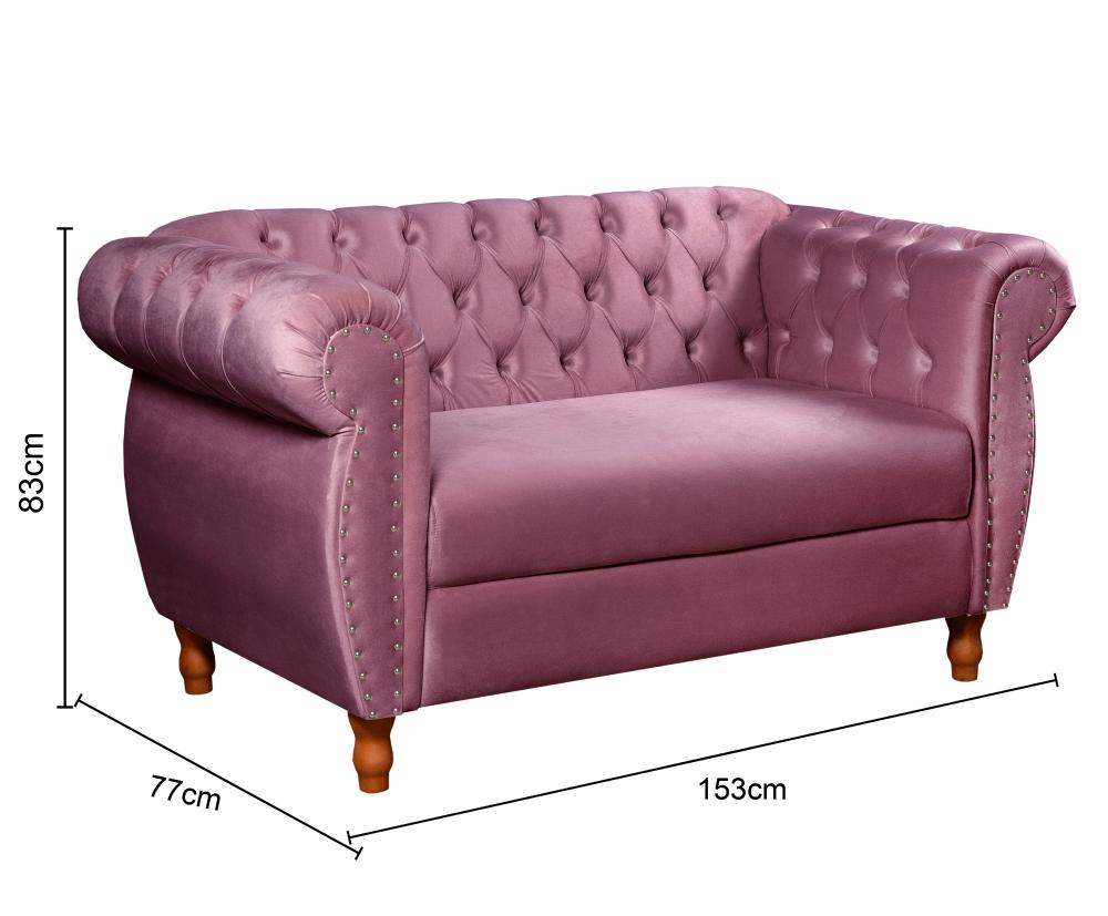Sofá Nobreza 2 Lugares Cor:Veludo Roxo 380