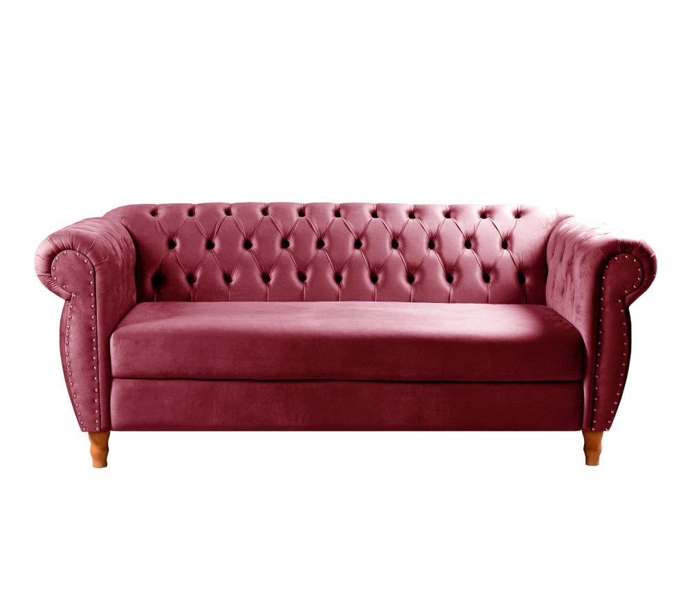 Sofá Nobreza 3 Lugares Cor:Suede Bordô 110