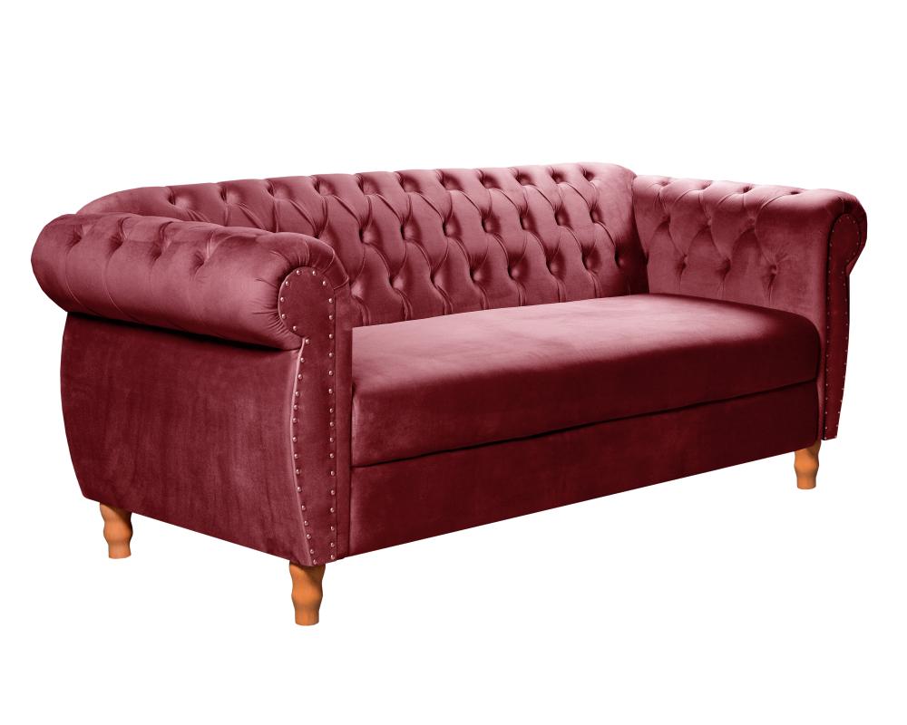 Sofá Nobreza 3 Lugares Cor:Suede Bordô 110