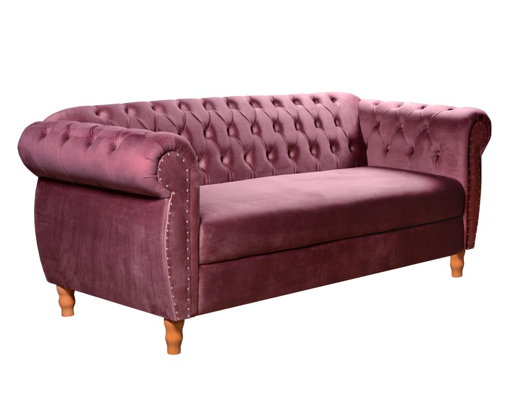 Sofá Nobreza 3 Lugares Cor:Veludo Roxo 380