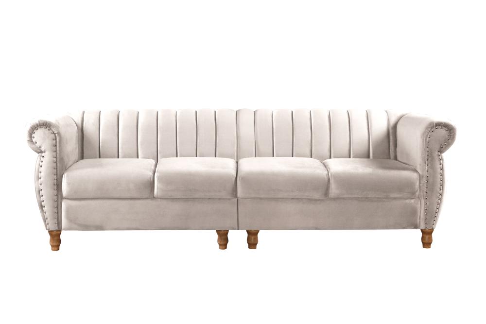 Sofá Realeza 4 Lugares Cor:Suede Bege Claro 080