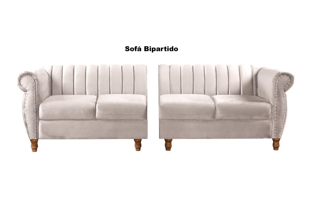 Sofá Realeza 4 Lugares Cor:Suede Bege Claro 080