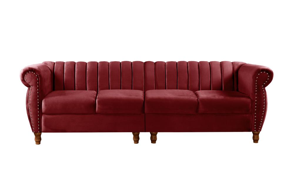 Sofá Realeza 4 Lugares Cor:Suede Bordô 110