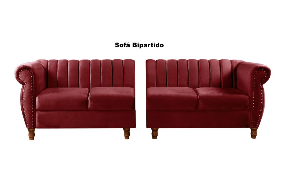Sofá Realeza 4 Lugares Cor:Suede Bordô 110