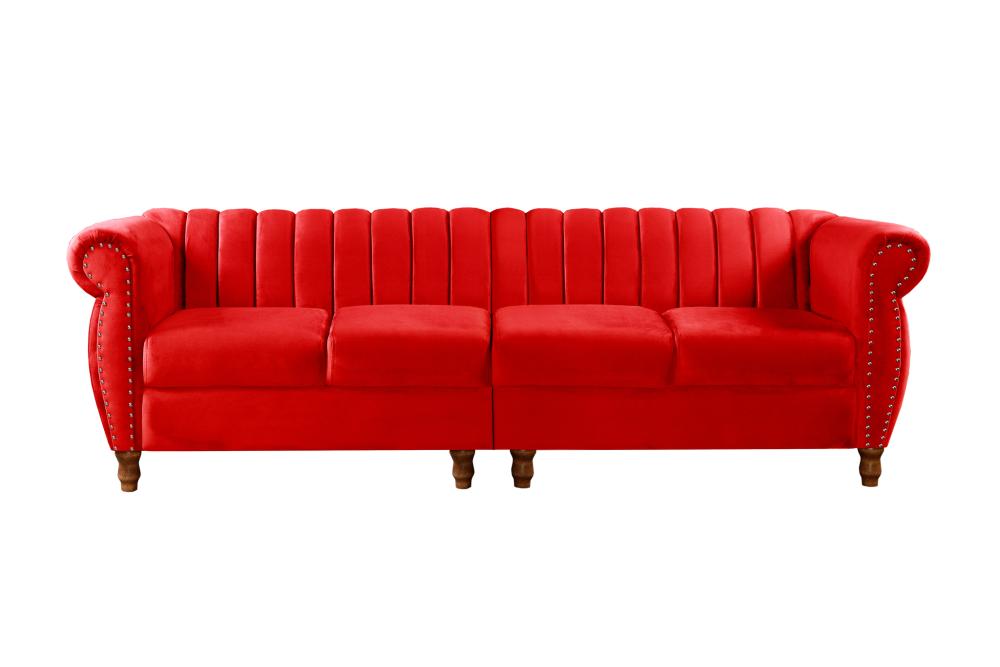 Sofá Realeza 4 Lugares Cor:Suede Vermelho 100