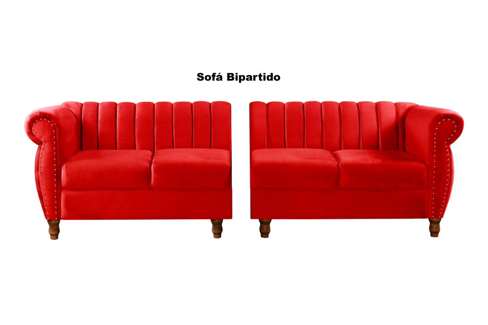 Sofá Realeza 4 Lugares Cor:Suede Vermelho 100