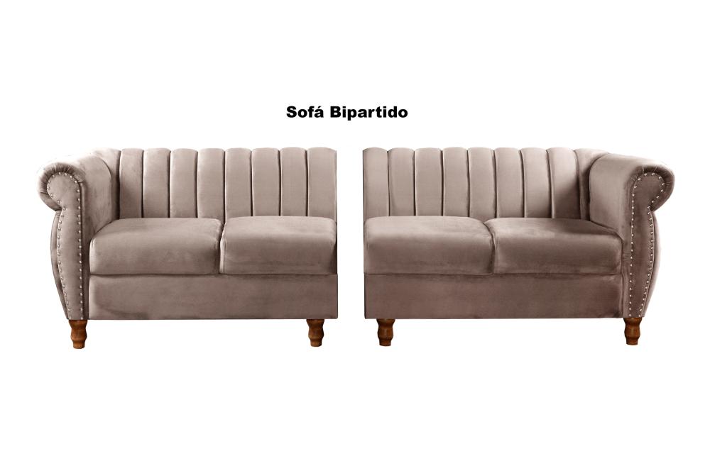 Sofá Realeza 4 Lugares Cor:Veludo Capuccino 250