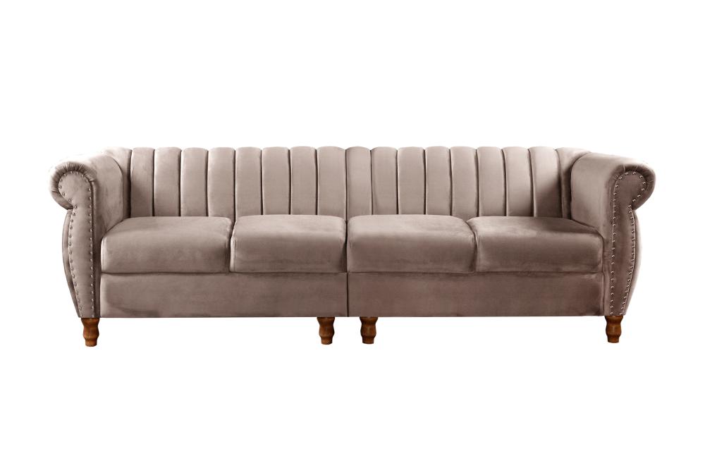 Sofá Realeza 4 Lugares Cor:Veludo Capuccino 250