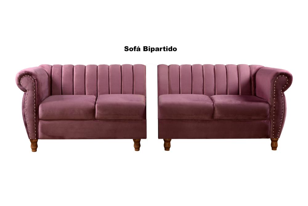 Sofá Realeza 4 Lugares Cor:Veludo Roxo 380