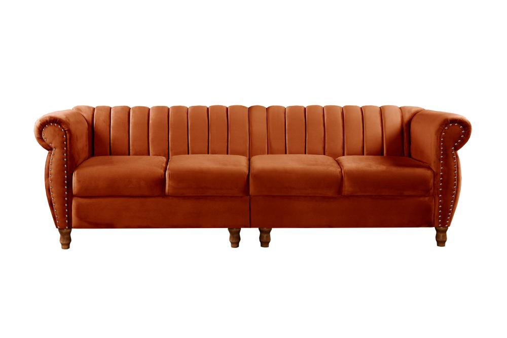 Sofá Realeza 4 Lugares Cor:Veludo Terracota 400