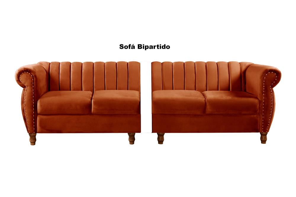 Sofá Realeza 4 Lugares Cor:Veludo Terracota 400