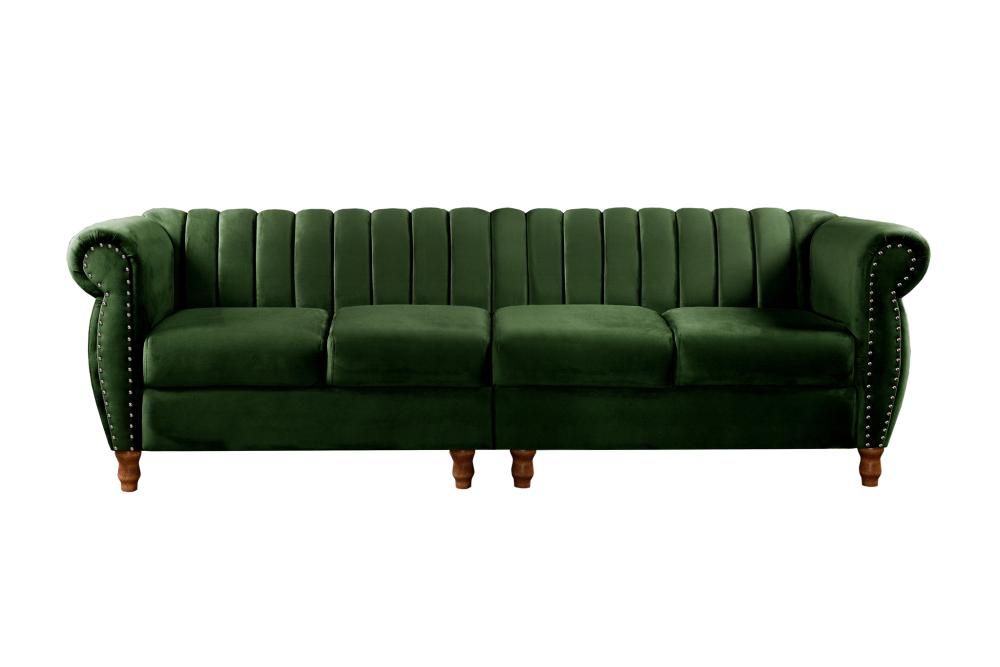 Sofá Realeza 4 Lugares Cor:Veludo Verde 270
