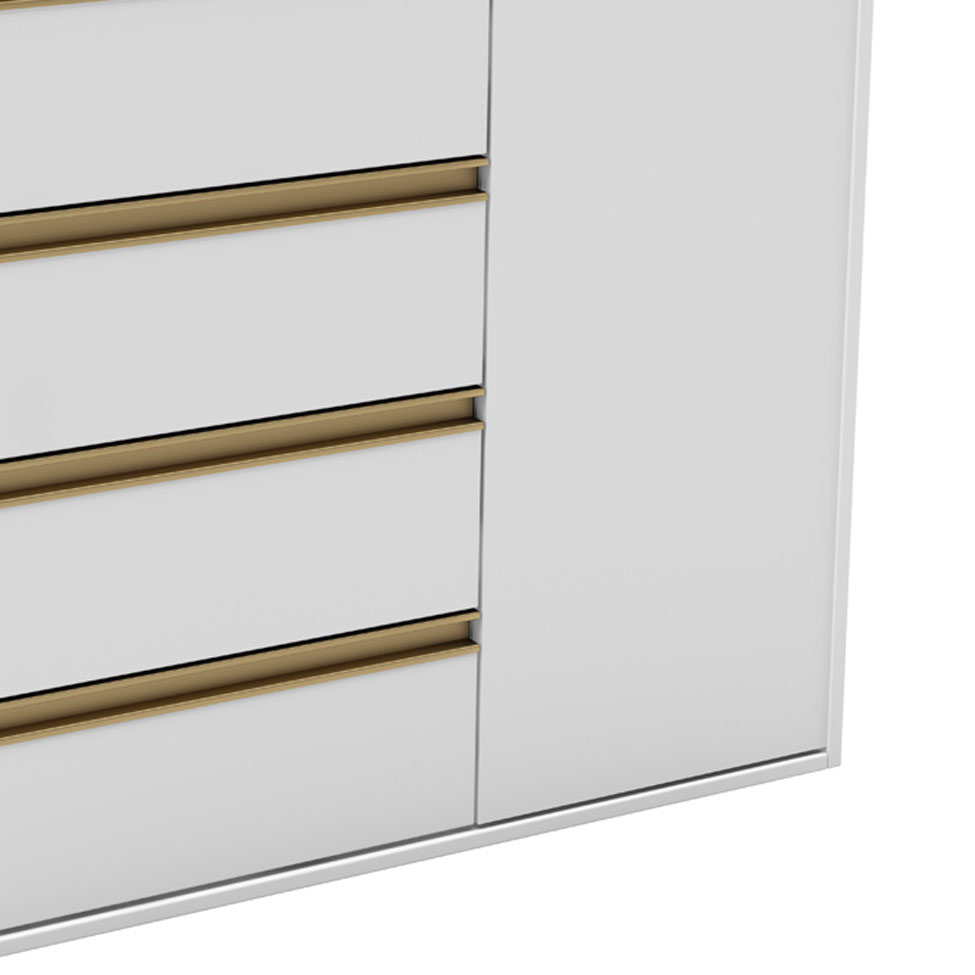 Cômoda Originale 1 Porta 5 Gavetass Branco