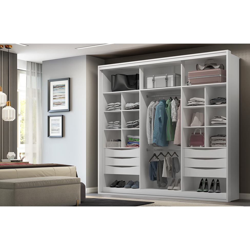 Guarda-Roupa Casal Imperium 2 Portas 6 Gavetas Branco 207 cm