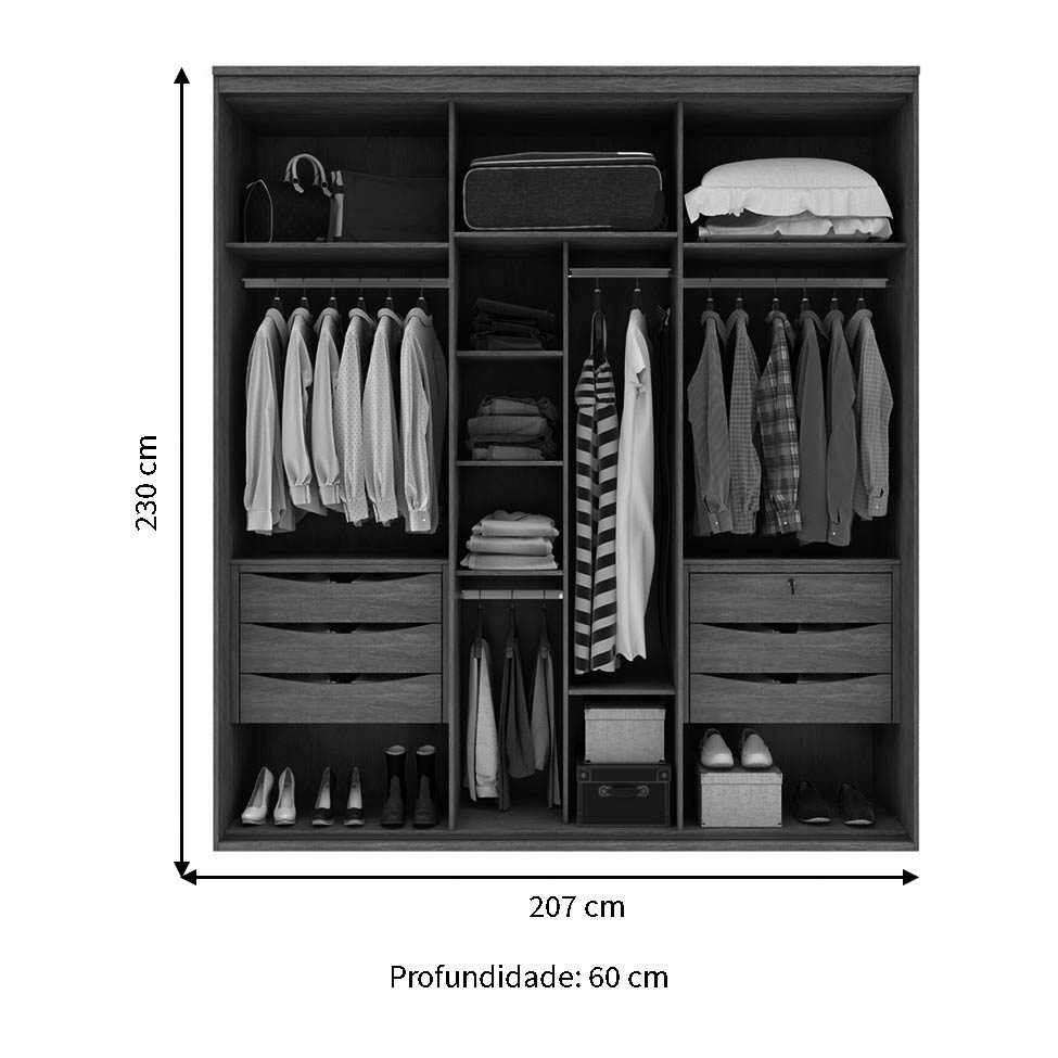 Guarda-Roupa Casal Inovatto 2 Portas 6 Gavetas Branco