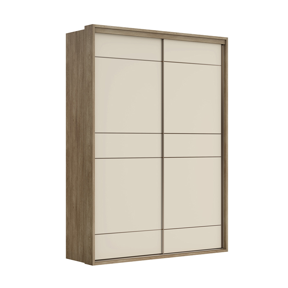 Guarda-Roupa Casal Qualita Flex 2 Portas 3 Gavetas Carvalho e Off White