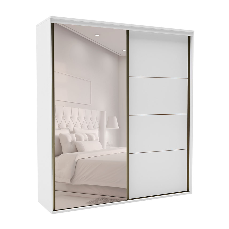Guarda-Roupa Casal com Espelho Eleganza 2 PT 6 GV Branco