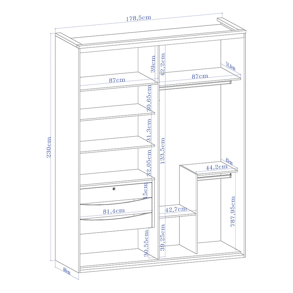 Guarda-Roupa Casal com Espelho Eleganza 2 Portas 3 Gavetas Branco