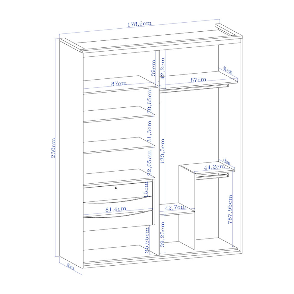 Guarda-Roupa Casal com Espelho Inovatto 2 Portas 3 Gavetas Branco